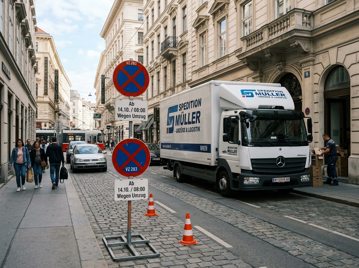 Halteverbotszone für den Umzug in Leonding